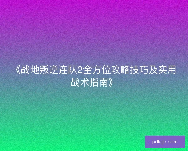 《战地叛逆连队2全方位攻略技巧及实用战术指南》